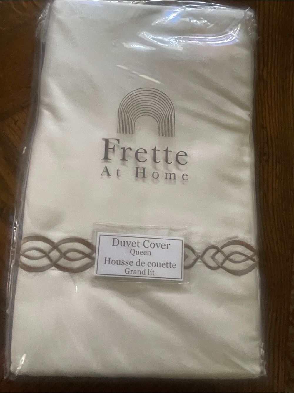 NWT FRETTE Boho Embroidery QUEEN Duvet Cover in Cream